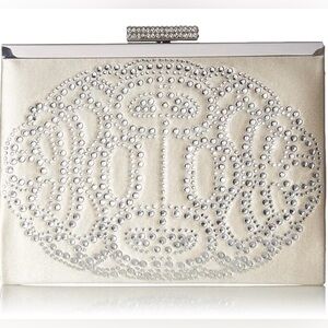 Badgley Mischka Alice, Ivory silk and crystal purse
